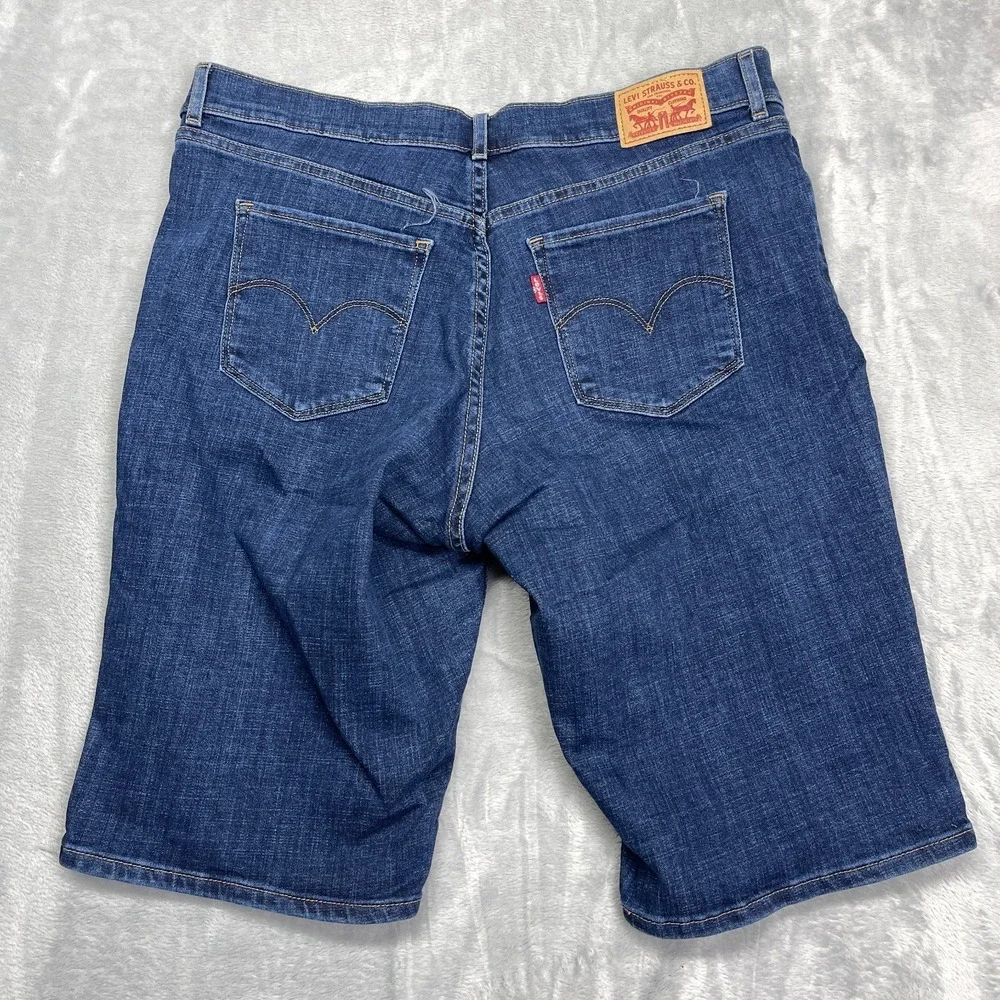 Levi's‎ Bermuda Shorts Mens 31 Blue Denim Regular Fit Red Tab Stretch Whiskered